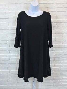 Nik and Nash Ruffle Trim Shift Dress Black Petite Small